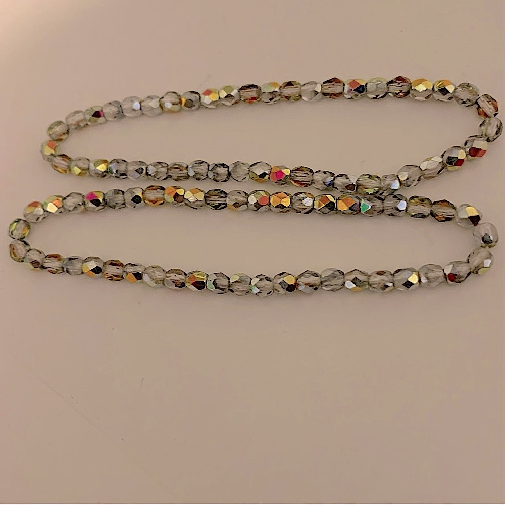 Vintage Crystal Prism Bracelet Bead Faceted Iridescent Stretch (2 set) - Picture 9 of 12